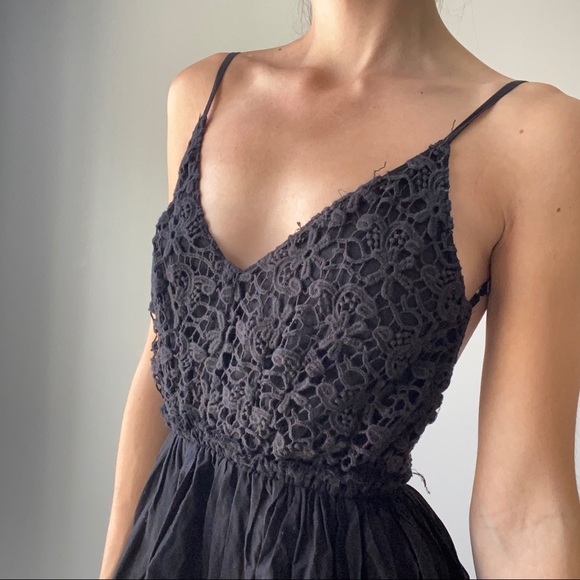 Last chance to buy! RAGA Black Open-Back Crochet Bodice Mini Dress - Picture 3 of 14